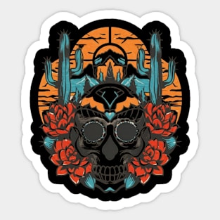 Skull in Desert Tattoo art Sticker